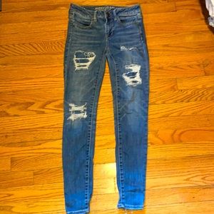 American Eagle Outfitters Super Super Stretch Distressed Skinny Jeans